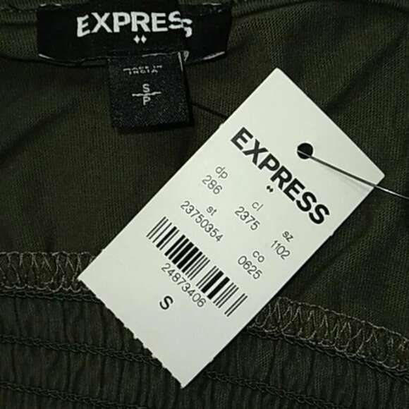 Express Green Square Neck Sleeveless Peplum Smocked Blouse - Picture 4 of 4